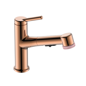 Torneira de lavatório elegante em ouro rosa torneira de banheiro de alça única dourada 