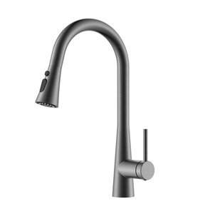 Torneira de cozinha pescoço de cisne com pulverizador retrátil em aço inoxidável preto