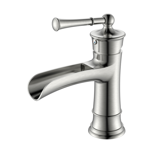 Torneira de banheiro com cascata de níquel torneira de manípulo único