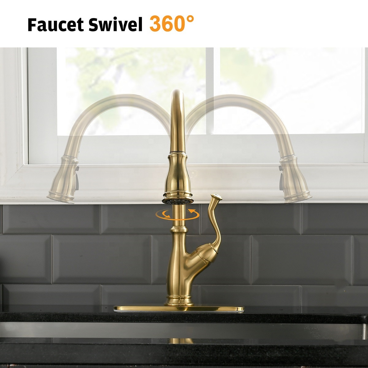 Torneira de cozinha de aço inoxidável 304 luxo flexível ouro torneira de água torneira de cozinha para cozinha