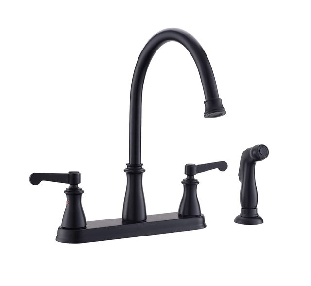 Torneira de cozinha com spray lateral de manípulo duplo Torneira de cozinha preta fosca