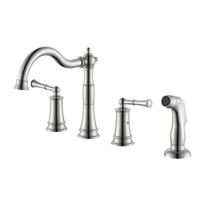 Fornecedor de torneira de cozinha de níquel escovado com 4 furos 8' torneira de cozinha comum