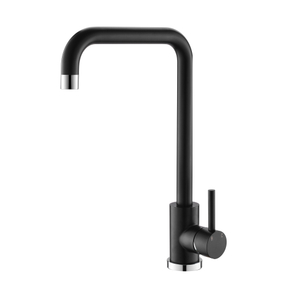 Torneiras de cozinha elegantes em aço inoxidável 304 preto+cromado